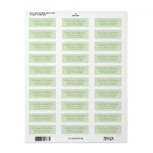 Étiquette d'adresse de retour de mariage vert pist (Feuille entière)