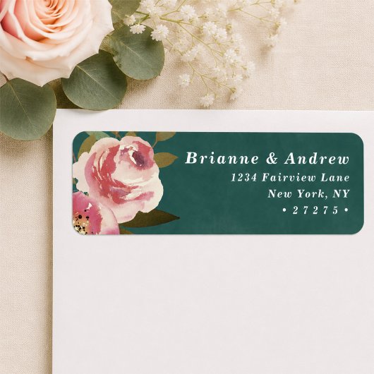 Étiquette d'adresse de retour de mariage vert sarc