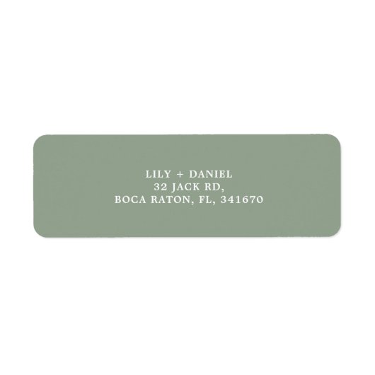 Étiquette d'adresse de retour de mariage vert saug (Devant)