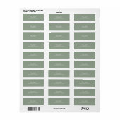 Étiquette d'adresse de retour de mariage vert saug (Feuille entière)