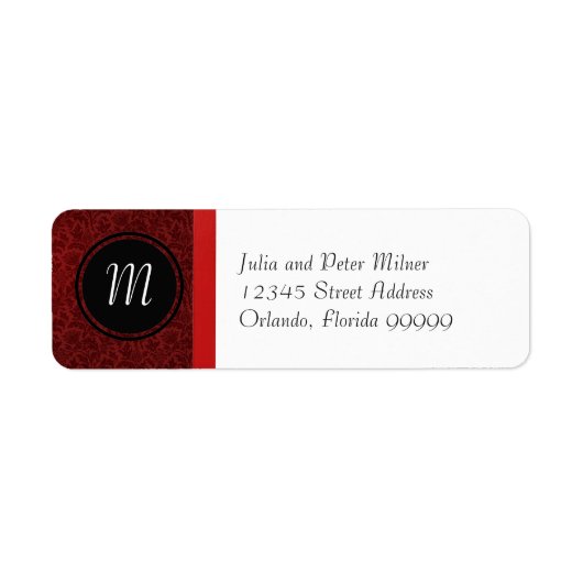 Étiquette d'adresse de retour de monogramme rouge (Devant)