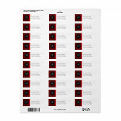 Étiquette d'adresse de retour de monogramme rouge (Feuille entière)
