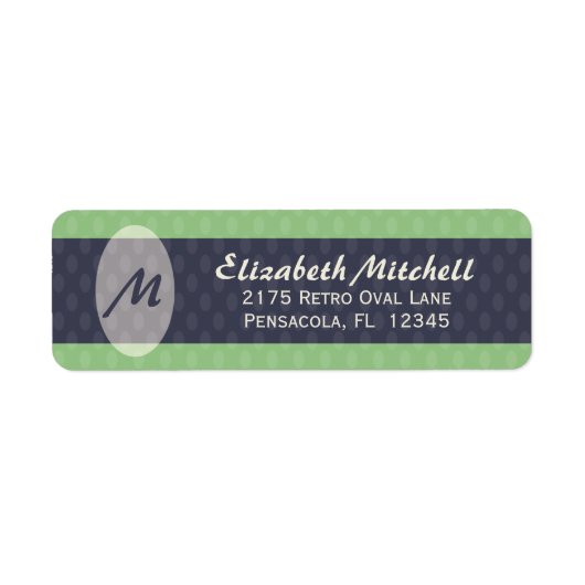 Étiquette d'adresse de retour de Monogrammes Ovale (Devant)