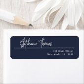 Étiquette d'adresse de retour de Navy Blue Modern  (En situation)