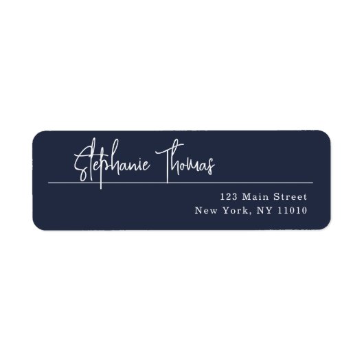 Étiquette d'adresse de retour de Navy Blue Modern  (Devant)