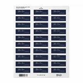 Étiquette d'adresse de retour de Navy Blue Modern  (Feuille entière)