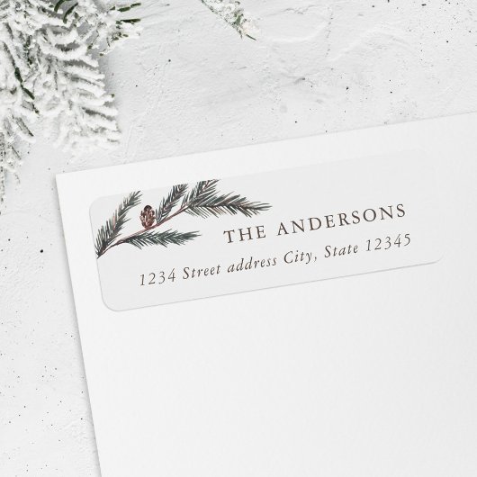 Étiquette d'adresse de retour de Noël à branche de