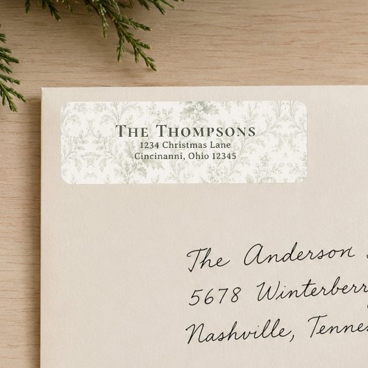 Étiquette d'adresse de retour de Noël à feuillage
