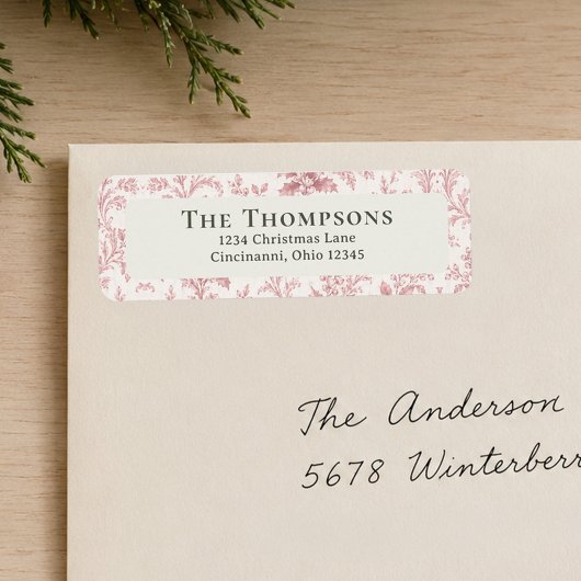 Étiquette d'adresse de retour de Noël à feuillage