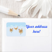 Étiquette d'adresse de retour de Noël avec poulets (En situation)