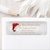 Étiquette d'adresse de retour de Noël Chapeau de P (En situation)