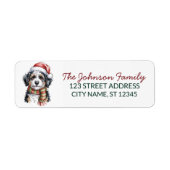 Étiquette d'adresse de retour de Noël de chien Ber (Devant)