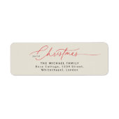 Étiquette d'adresse de retour de Noël en calligrap (Devant)