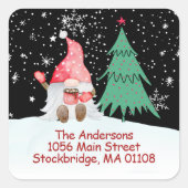 Étiquette d'adresse de retour de Noël Gnome (Devant)