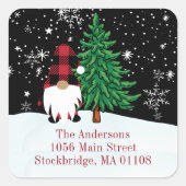 Étiquette d'adresse de retour de Noël Gnome (Devant)