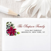 Étiquette d'adresse de retour de Noël Poinsettia R (En situation)