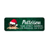 Étiquette d'adresse de retour de Noël Pug (Devant)