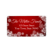 Étiquette d'adresse de retour de Noël rouge (Devant)