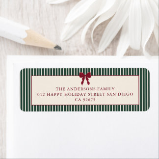 Étiquette d'adresse de retour de Noël ruban rouge