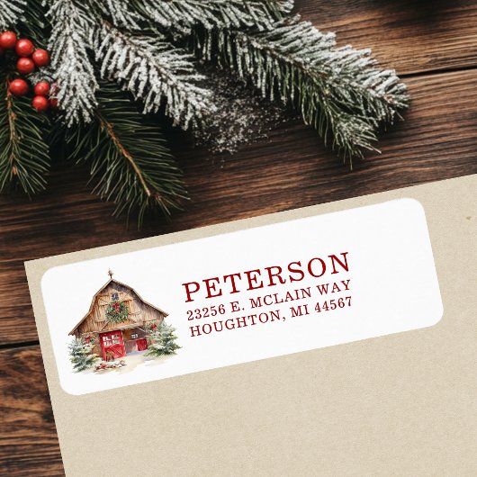 Étiquette d'adresse de retour de Noël rustique de