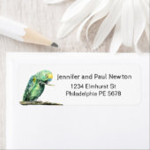 étiquette d'adresse de retour de perroquet vert (En situation)