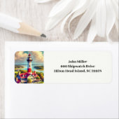 Étiquette d'adresse de retour de phare à l'aquarel (En situation)