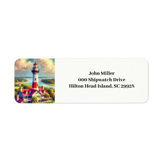 Étiquette d'adresse de retour de phare à l'aquarel (Devant)