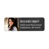 Étiquette d'adresse de retour de photo de diplômé  (Devant)