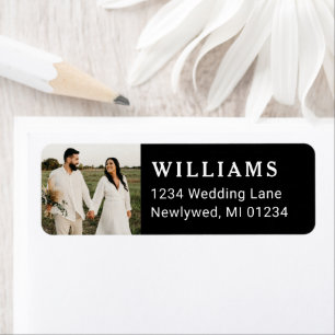 Étiquette d'adresse de retour de photo de mariage