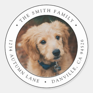 Étiquette d'adresse de retour de photo ronde perso