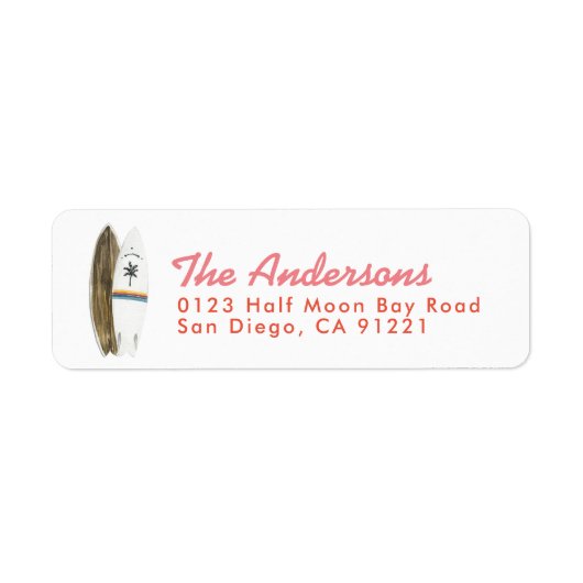Étiquette d'adresse de retour de planches de surf (Devant)