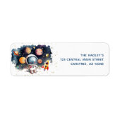 Étiquette d'adresse de retour de planètes d'espace (Devant)