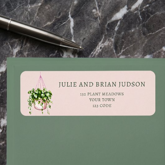 Étiquette d'adresse de retour de plante de maison