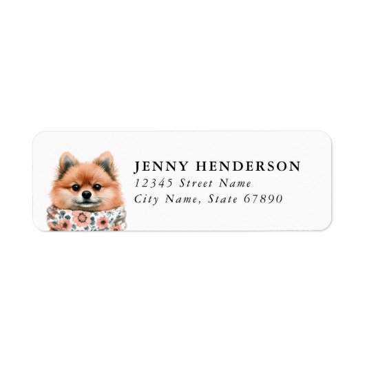Étiquette d'adresse de retour de Pomeranian (Devant)