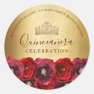 Étiquette d'adresse de retour de Quinceañera flora