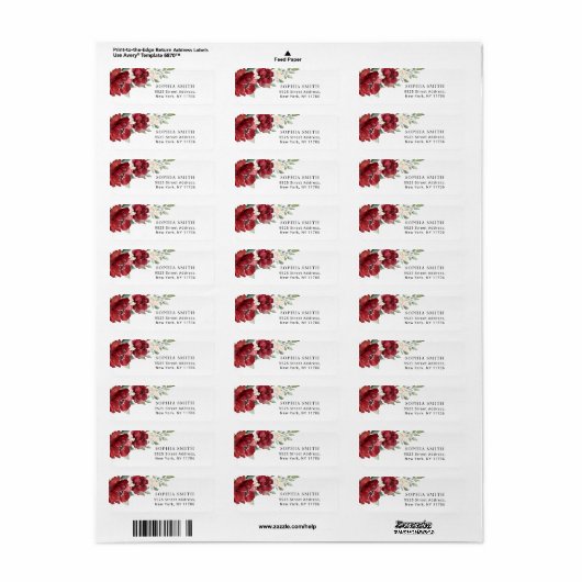 Étiquette d'adresse de retour de roses blanches bu (Feuille entière)