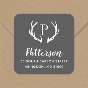 Étiquette d'adresse de retour de Rustic Antler