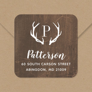 Étiquette d'adresse de retour de Rustic Antler