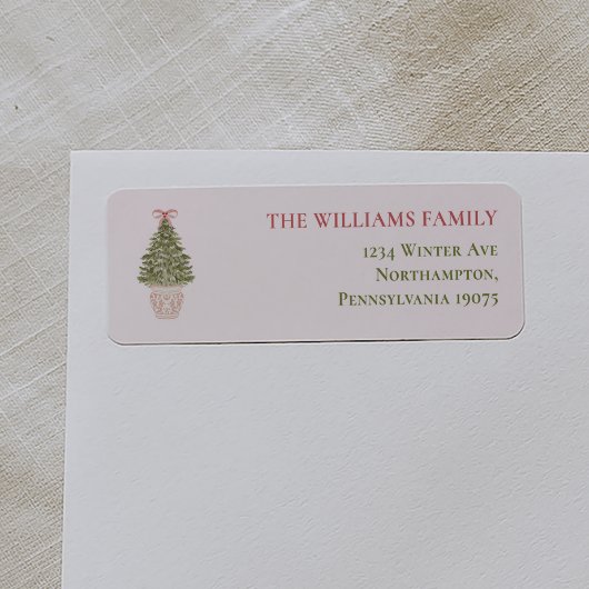 Étiquette d'adresse de retour de sapin de Noël Gra