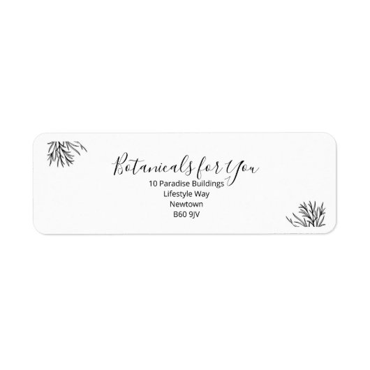Étiquette d'adresse de retour de script botanique (Devant)