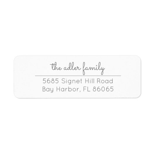 Étiquette d'adresse de retour de script gris simpl (Devant)