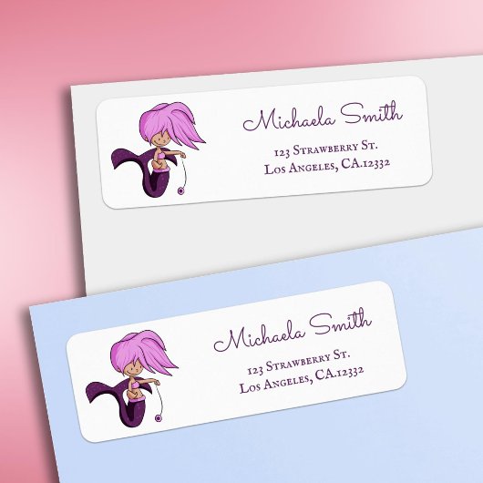 Étiquette d'adresse de retour de sirène violette m