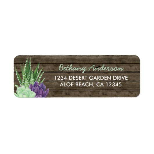 Étiquette d'adresse de retour de Succulente Rustiq (Devant)