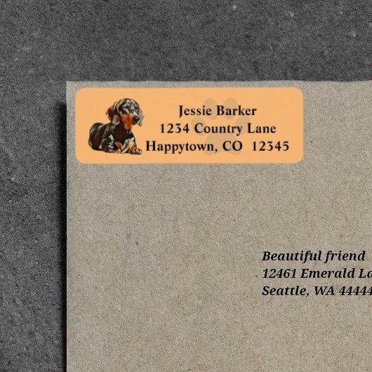 Étiquette d'adresse de retour de teckel peint