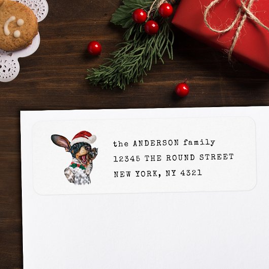 Étiquette d'adresse de retour de teckel piebalde n