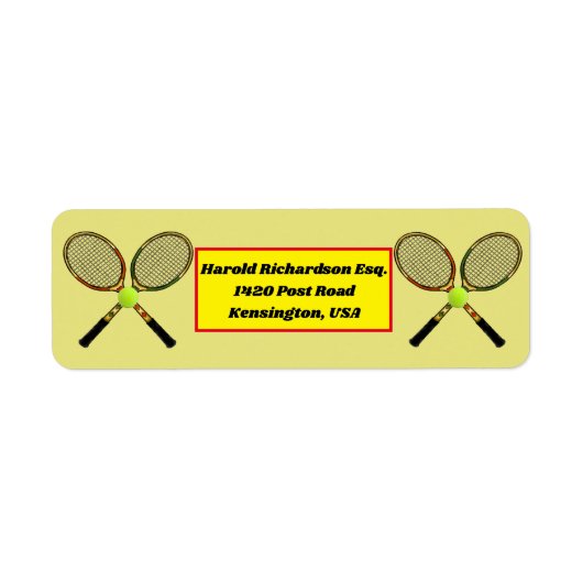 Étiquette d'adresse de retour de tennis (Devant)