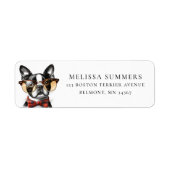 Étiquette d'adresse de retour de Terrier de Boston (Devant)