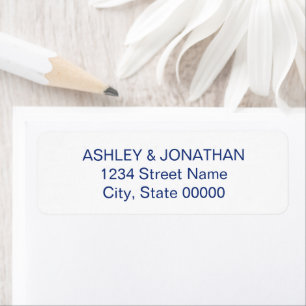 Étiquette d'adresse de retour de texte bleu foncé