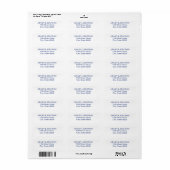 Étiquette d'adresse de retour de texte bleu foncé  (Feuille entière)