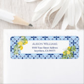 Étiquette d'adresse de retour de tuile bleue de ve (En situation)